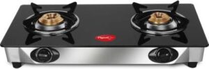 Pigeon by Stovekraft Favourite Backline Glass Top 2 Burner Gas Stove, Manual Ignition, Black